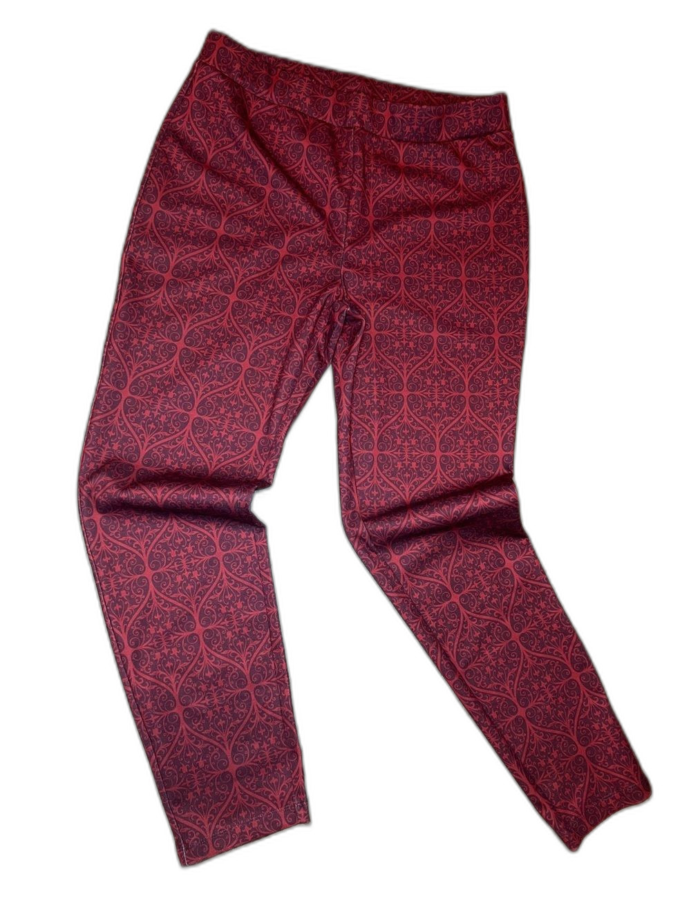 Nanette Lepore Burgundy & Black Geometric Dress Pants Size L